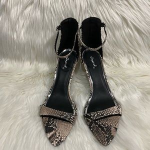 Qupid Snake Print High Heel Sandals